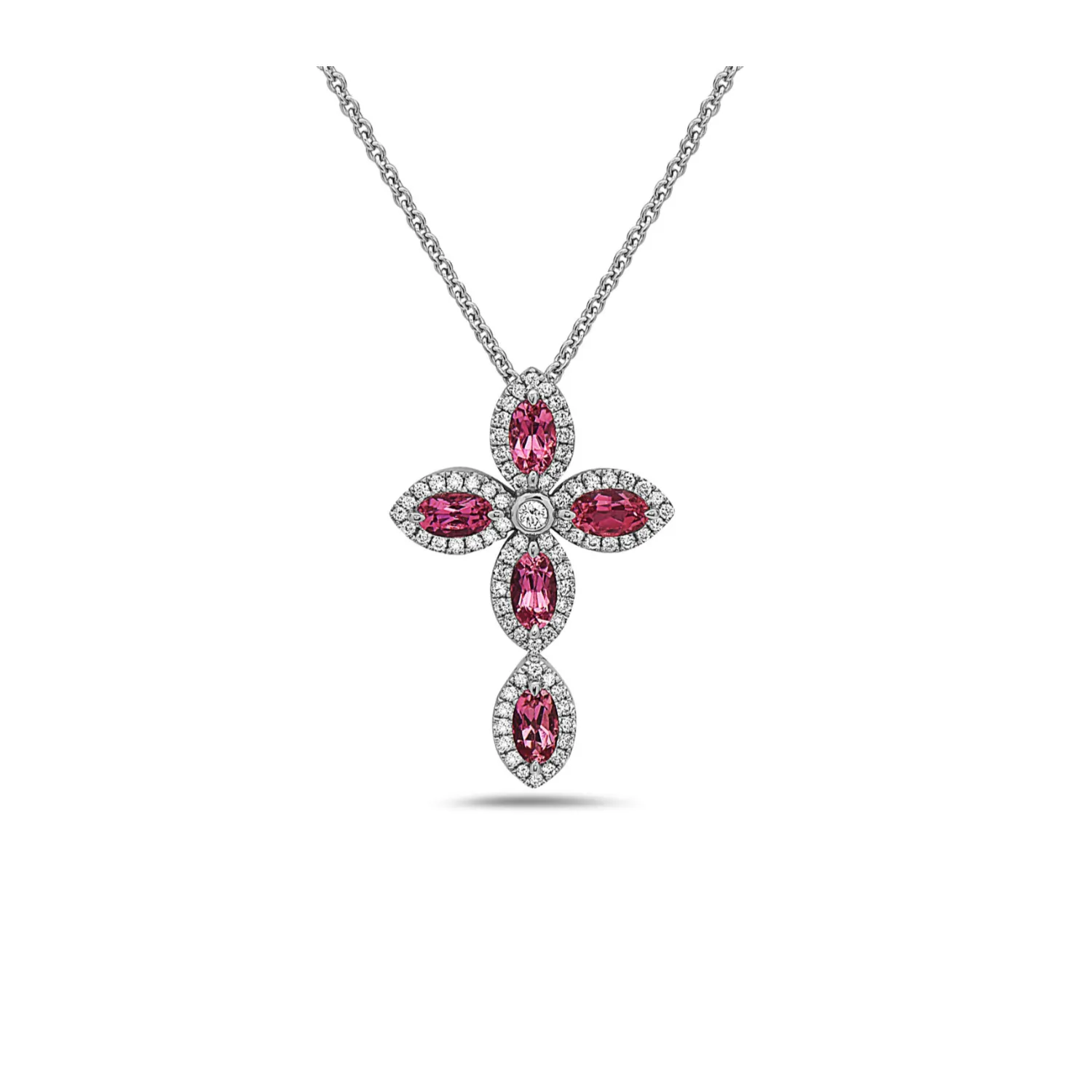 Pastel Diamond Firefly Marquise Cross Necklace