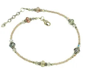 Pastel Peach Crystal Beaded Anklet