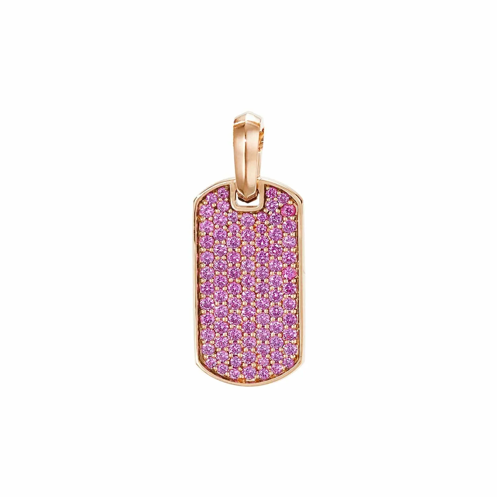 Pave Pink Sapphire Tag in 18K Rose Gold