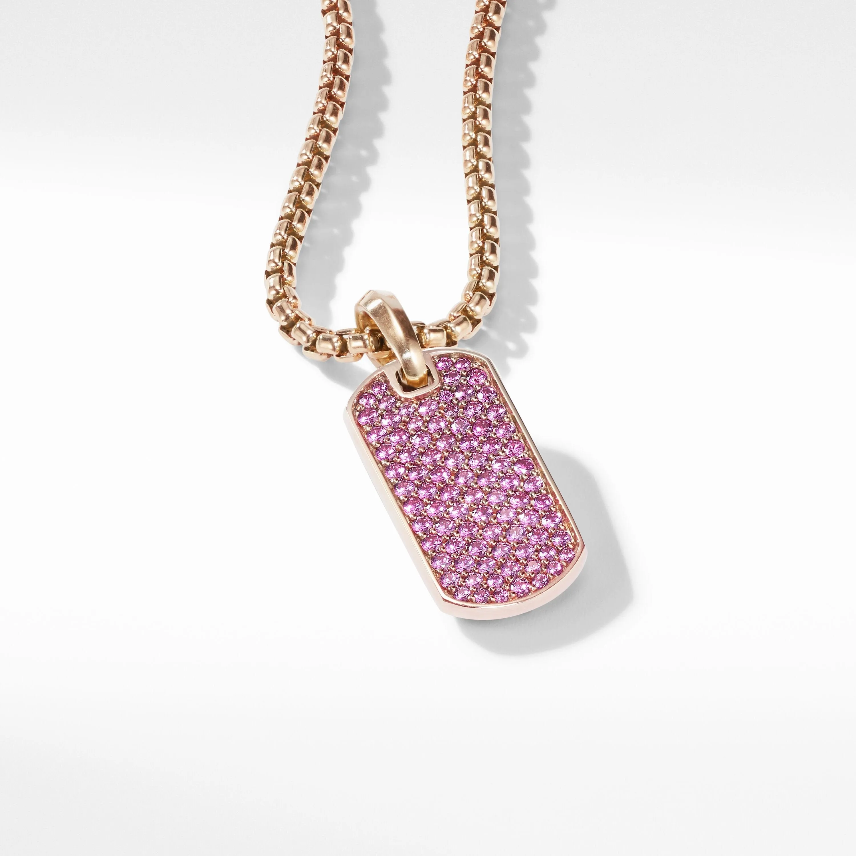 Pave Pink Sapphire Tag in 18K Rose Gold