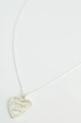 Peace & Love Charm Necklace in Silver Tone