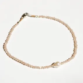 Peach Moonstone   Pearl Bracelet