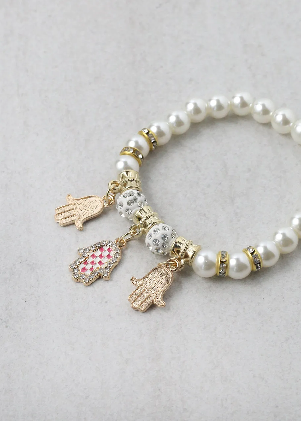 Pearl   Hamsa Hand Bracelet