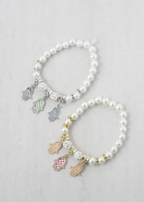 Pearl   Hamsa Hand Bracelet