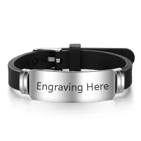 Personalized Stainless Steel ID Bracelets for Men with Custom Name Engraved, Jewelry Bangles for Men & Women