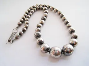 Petite Vintage Silver Ball Necklace from Mexico