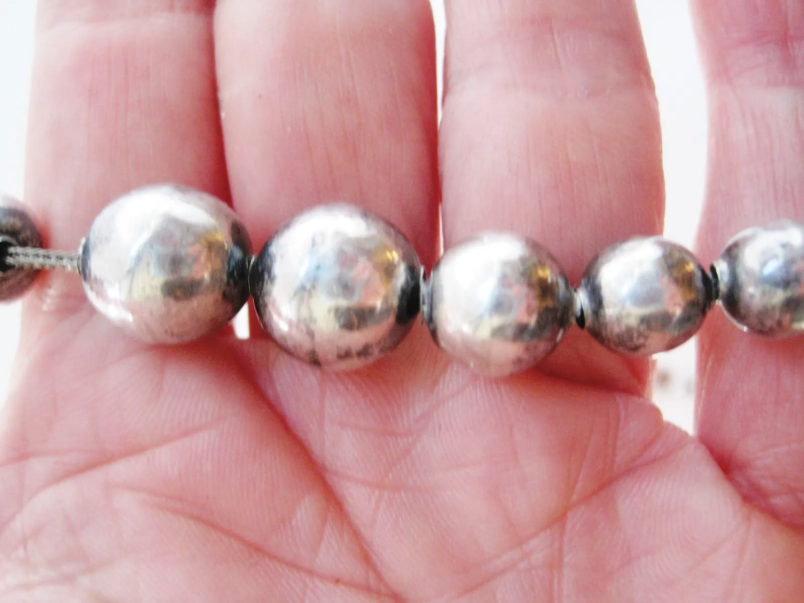 Petite Vintage Silver Ball Necklace from Mexico