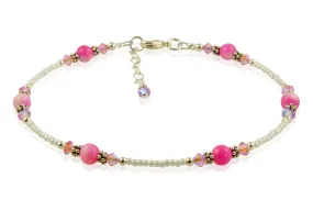 Pink Jade Gemstone Beaded Anklet