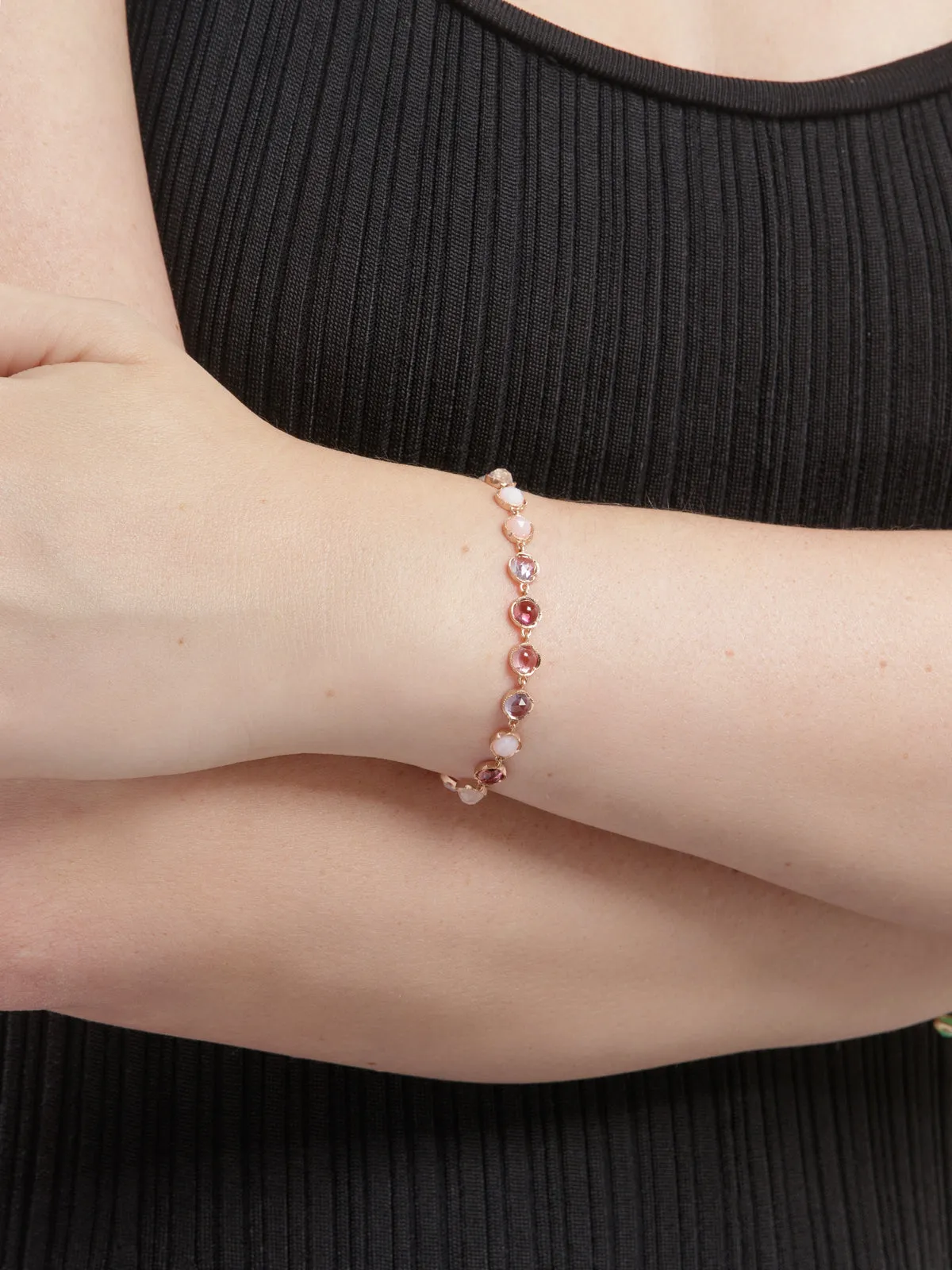 Pink Multi Small Classic Link Mixed Rose Gold Bracelet