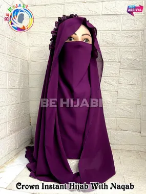 Princess Hijab | Ready To Wear Crown Hijab | 2 Pcs Color Magenta