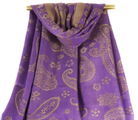 Purple Bohemian Paisley Pashmina Scarf Bohemian Shawl