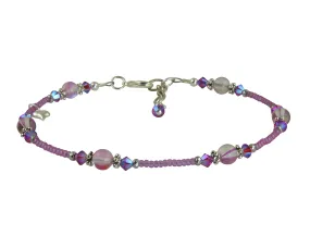 Purple Crystal Silver-Plated Anklet