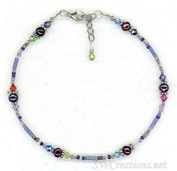 Purple Pearl  Crystal Beaded Anklet