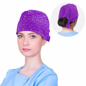 Purple Stars  Scrub Cap