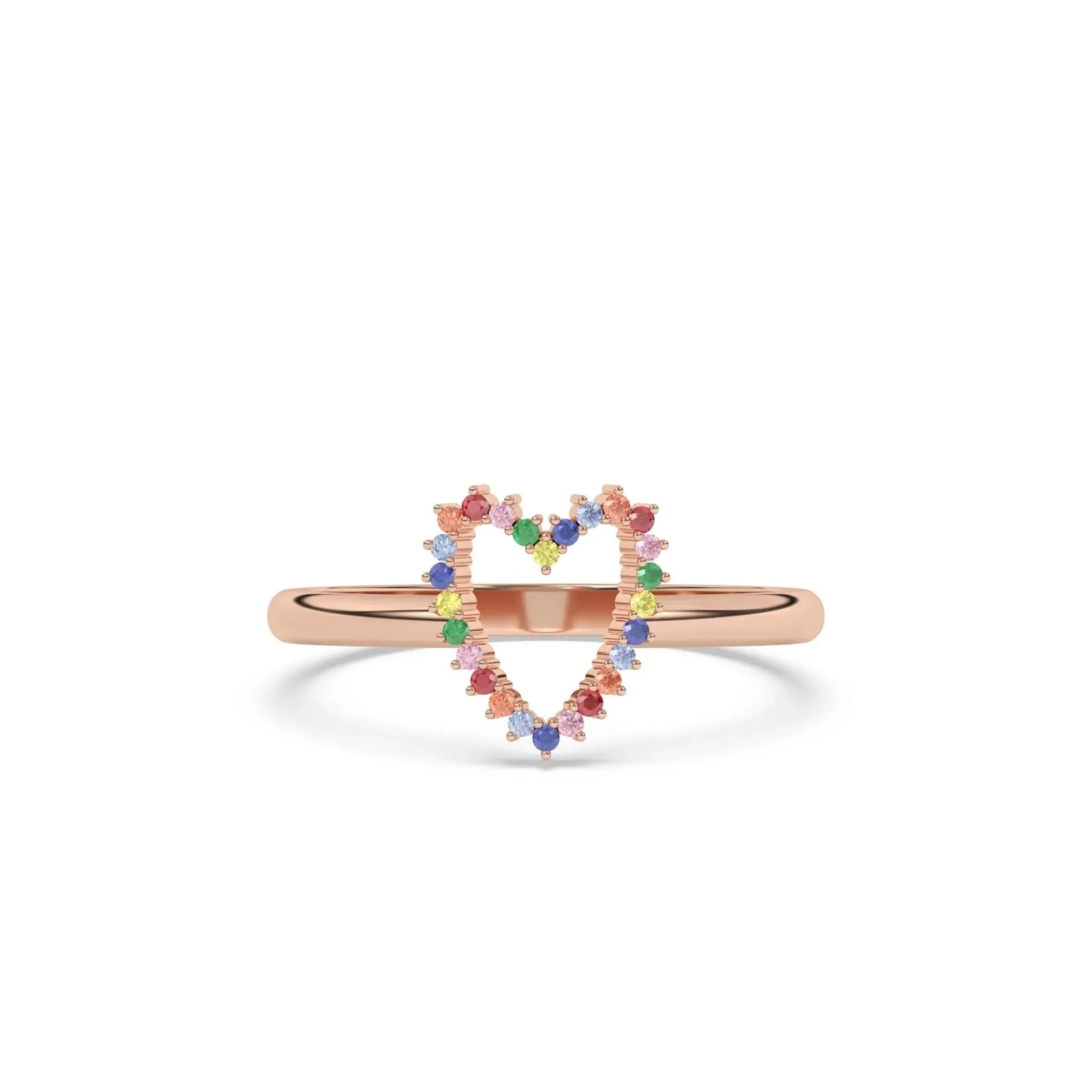 Rainbow Open Heart Ring