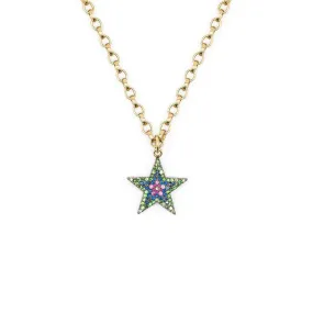 Rainbow Sapphire Chunky Star Necklace