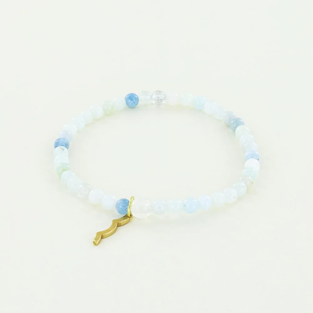 Rayminder UV Awareness Bracelet in 4mm Aquamarine