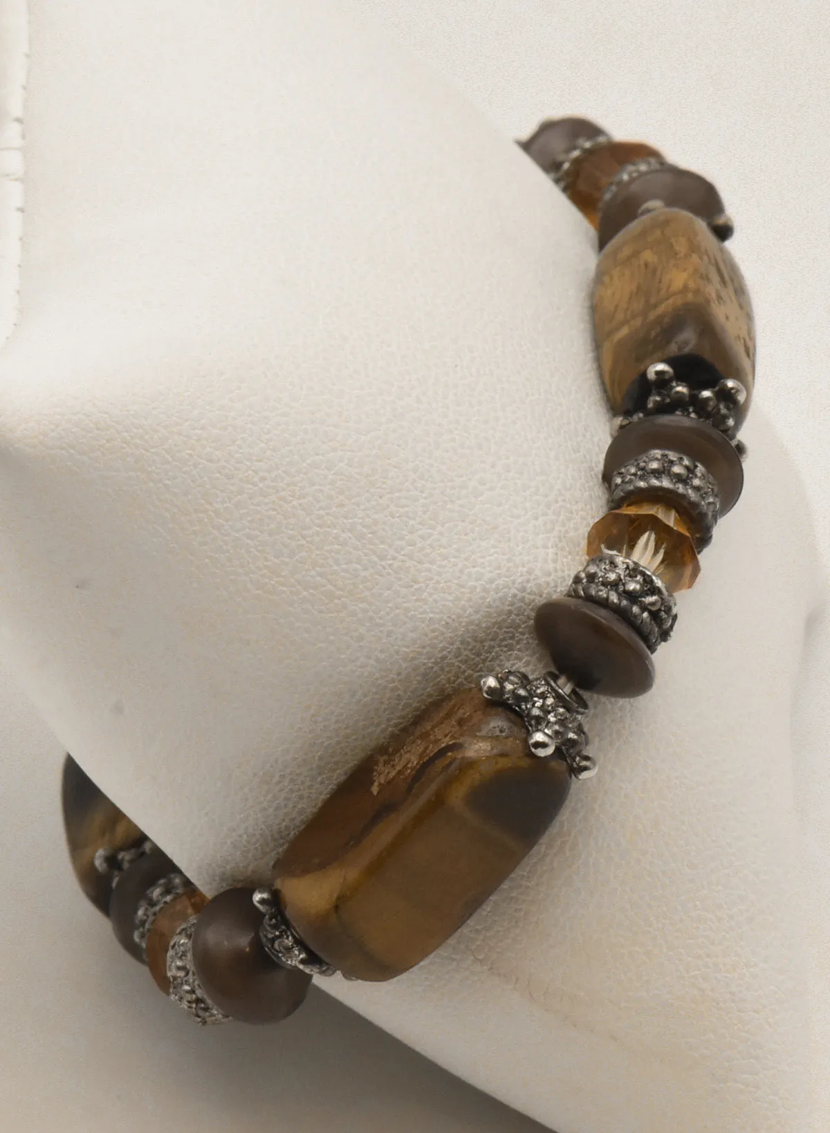 Rectangular Tiger's Eye Bead Elastic Bracelet