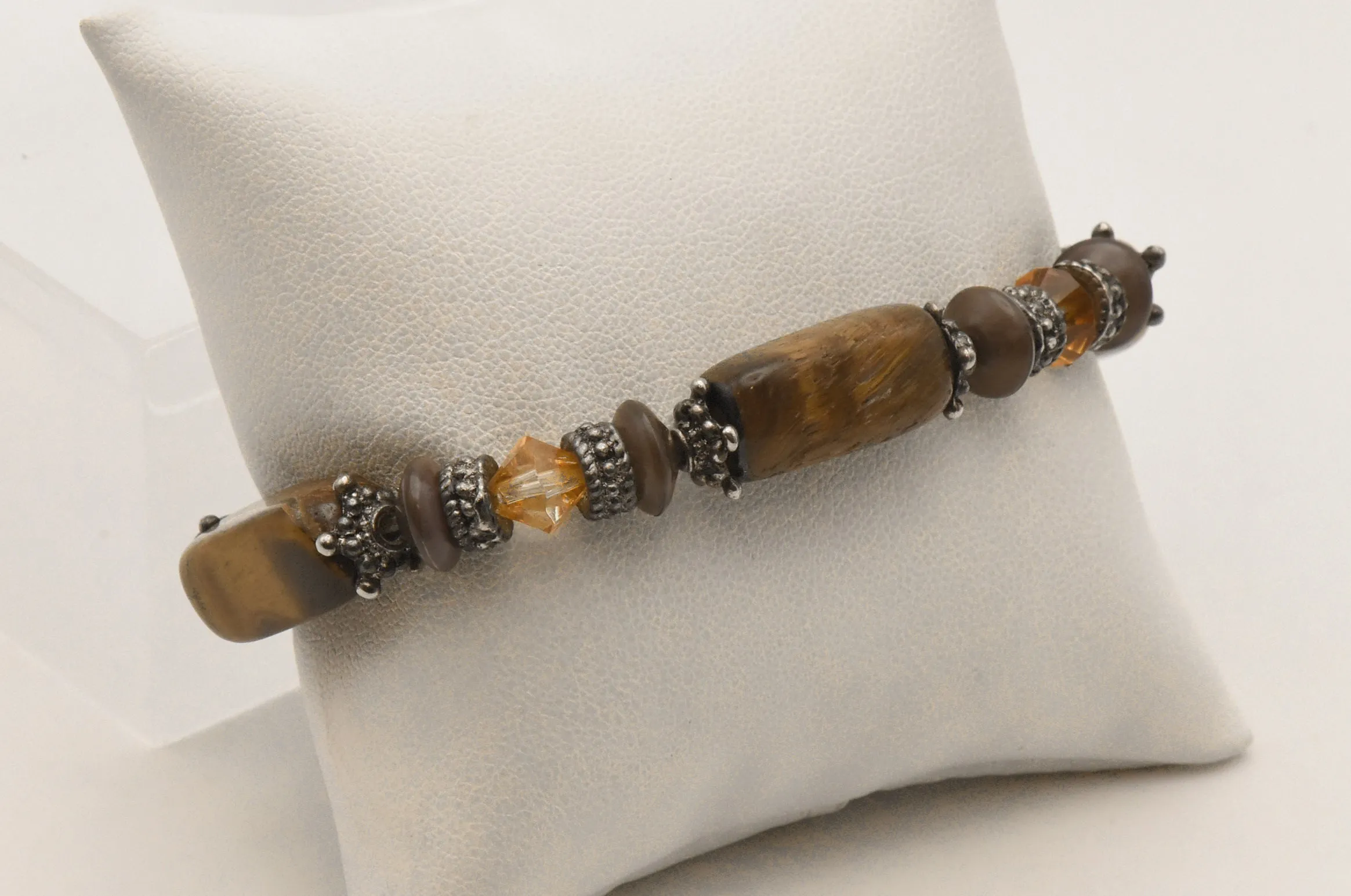 Rectangular Tiger's Eye Bead Elastic Bracelet