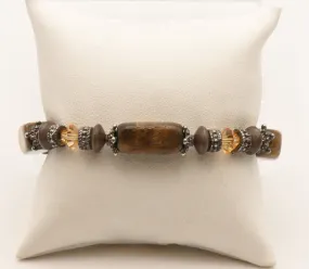 Rectangular Tiger's Eye Bead Elastic Bracelet