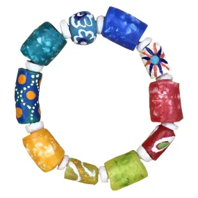 Recycled Glass Marble Bracelet in Rainbow Global Mamas