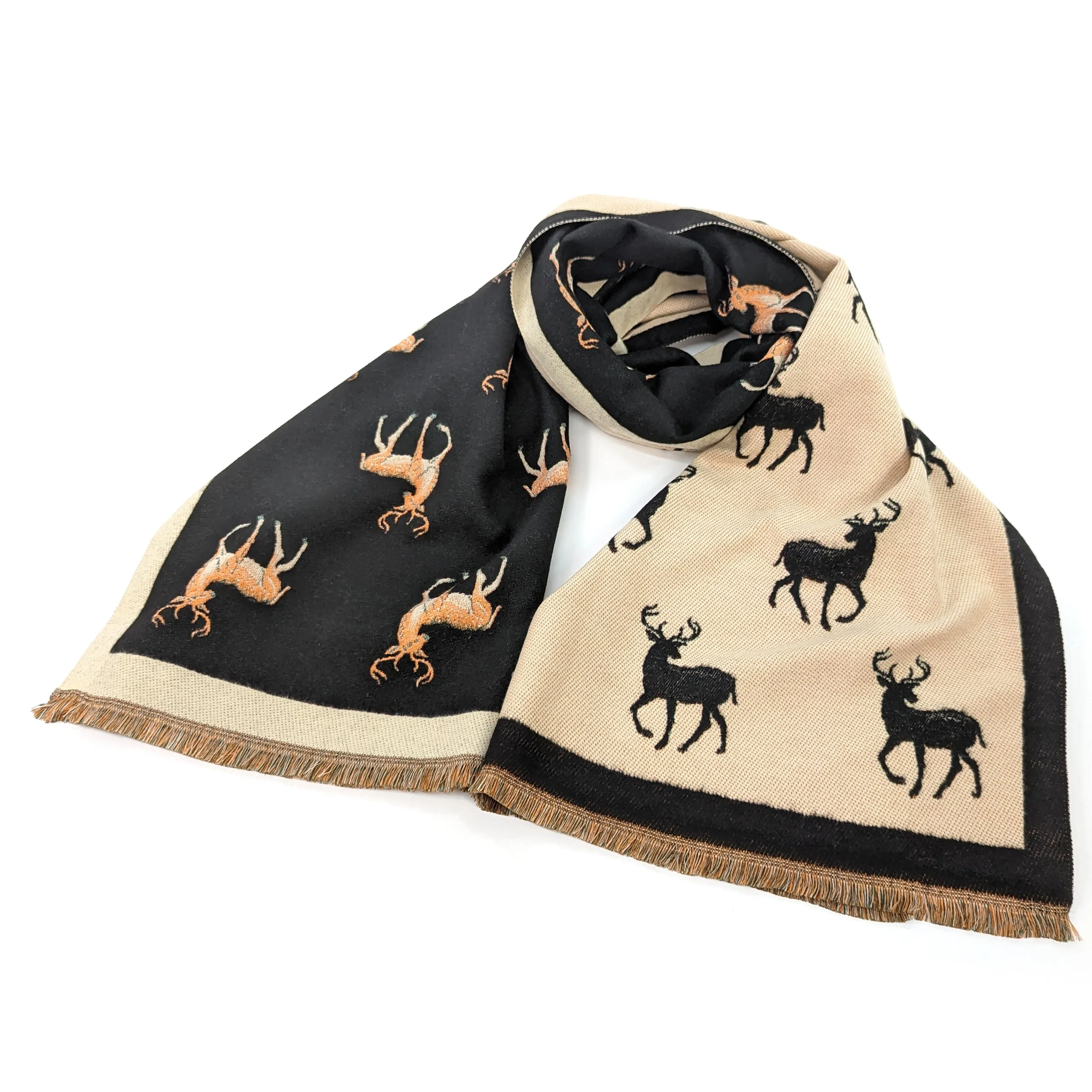 Reversible Stag Pashmina Style Scarf