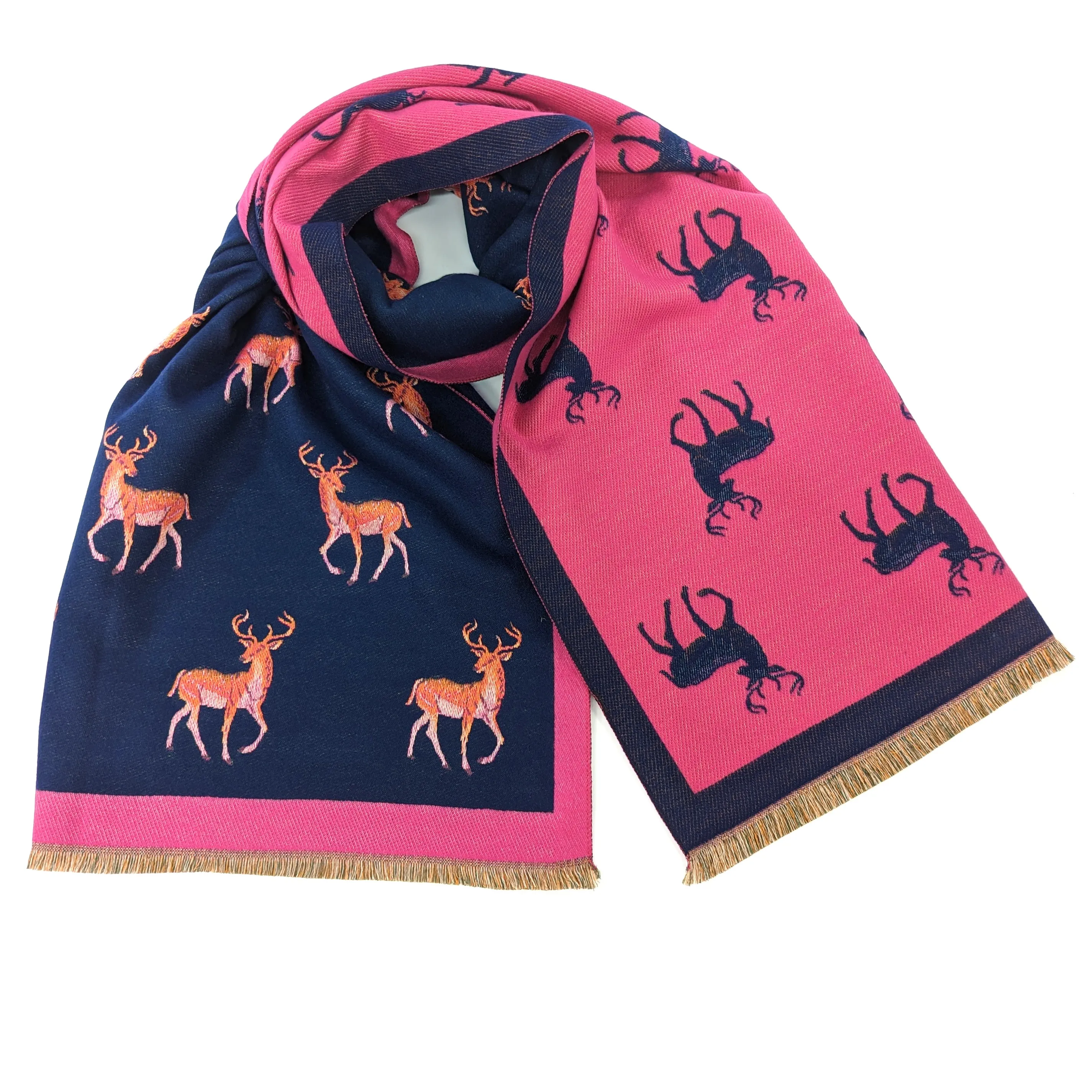 Reversible Stag Pashmina Style Scarf