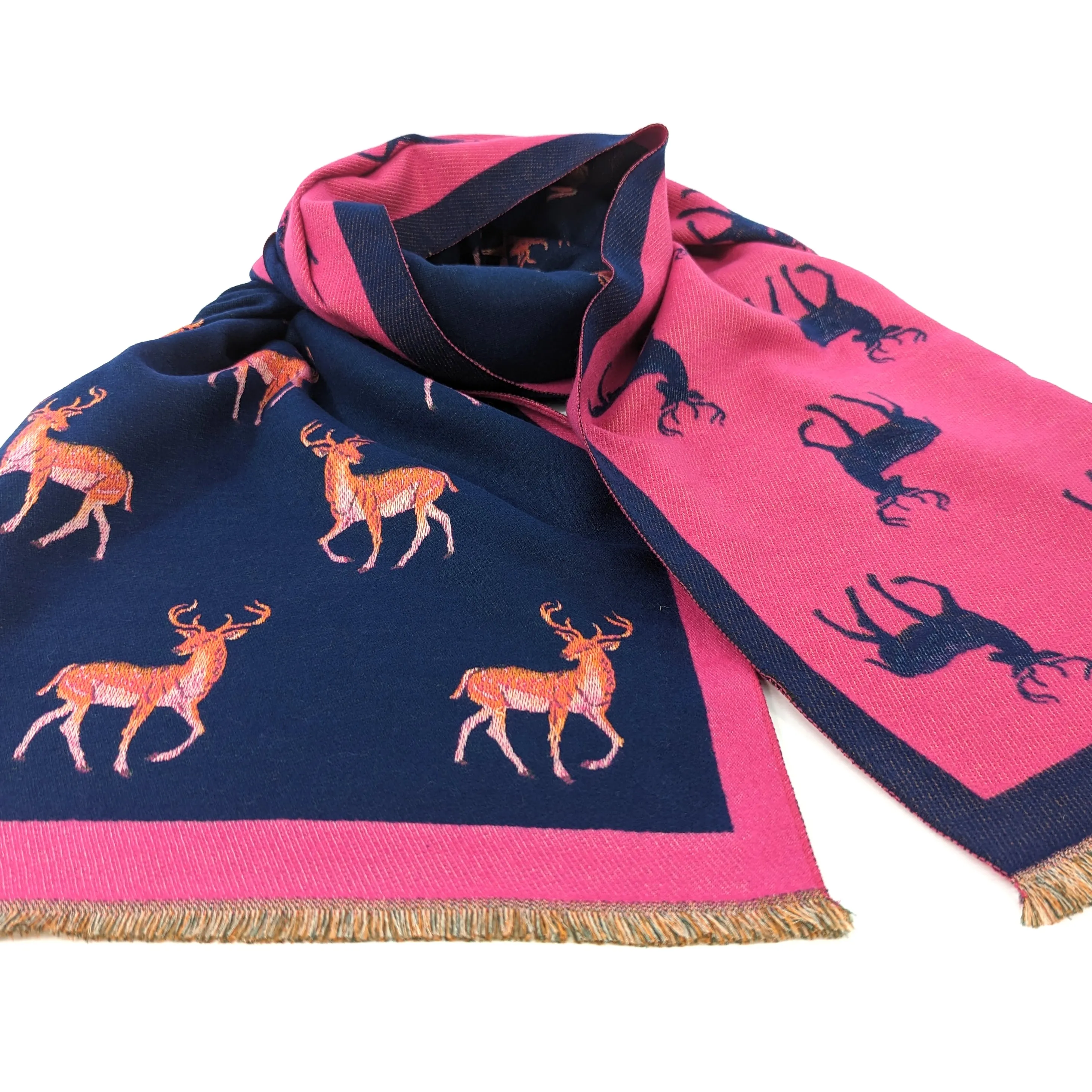 Reversible Stag Pashmina Style Scarf