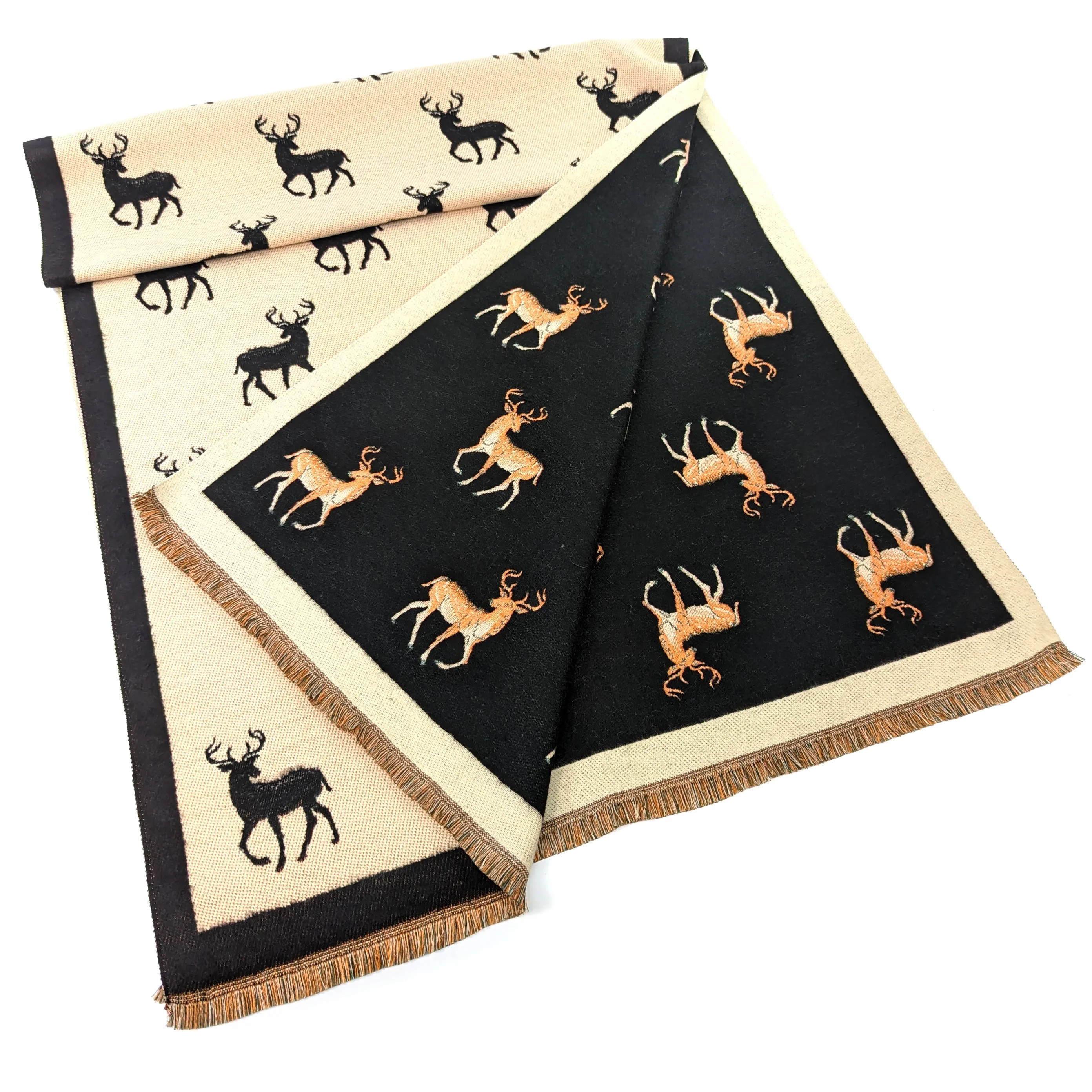 Reversible Stag Pashmina Style Scarf