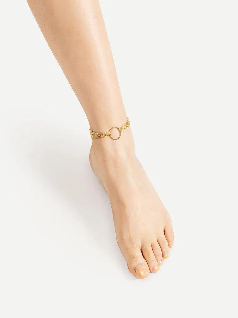 Ring Front Layered Chain Anklet