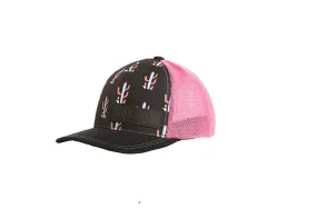 Rock & Roll Denim Snapback Cap with Pink Mesh Cactus Printed Crown