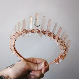 Rose Coloured Quartz Crystal Crown by Luna Corvus