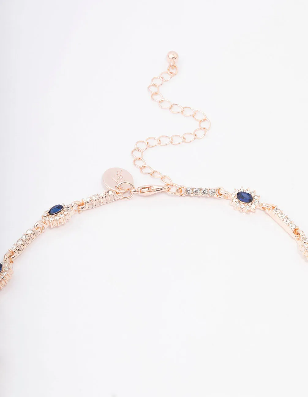 Rose Gold Navy Pear Drop Jewellery Set