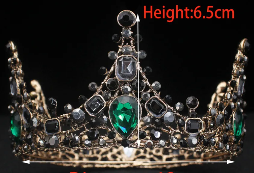 Royal Crystal King Queen Full Round Crown Colorful Crystal