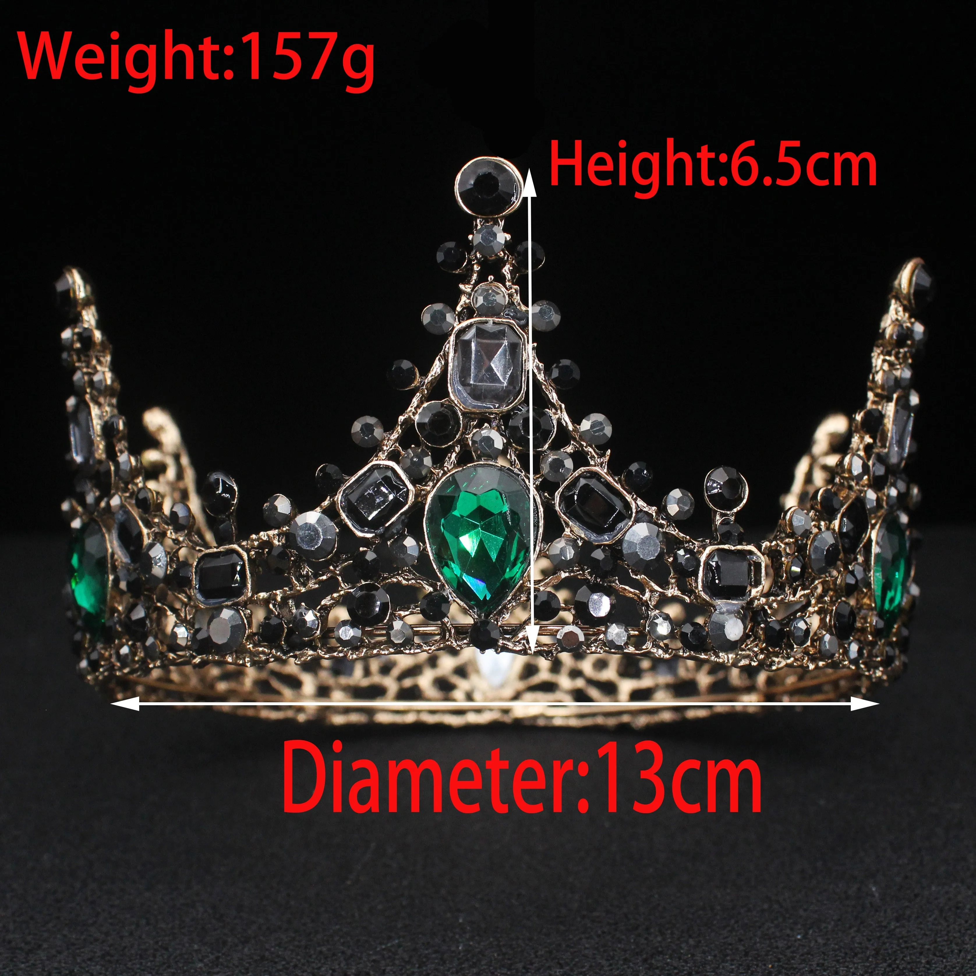 Royal Crystal King Queen Full Round Crown Colorful Crystal