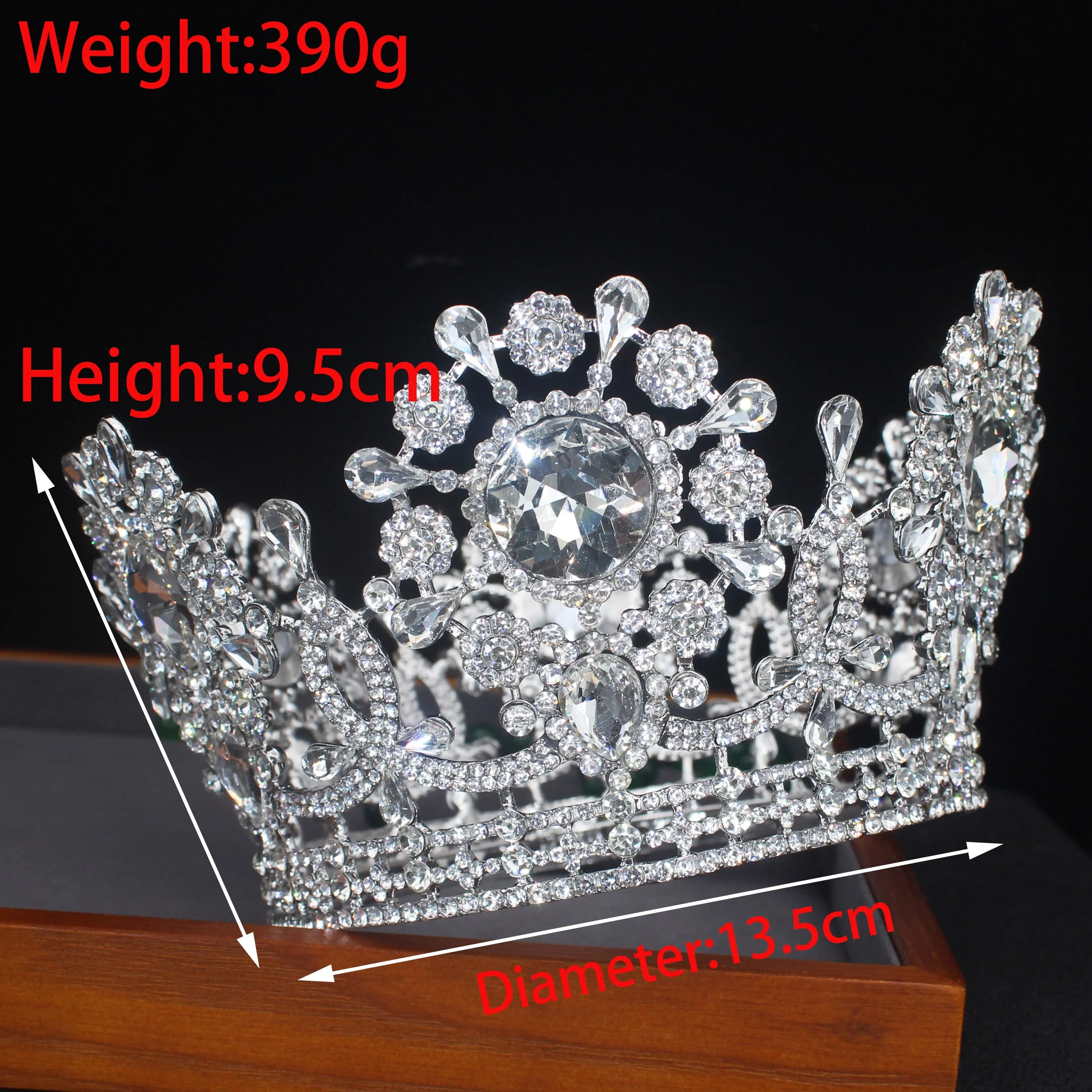 Royal Crystal King Queen Full Round Crown Colorful Crystal