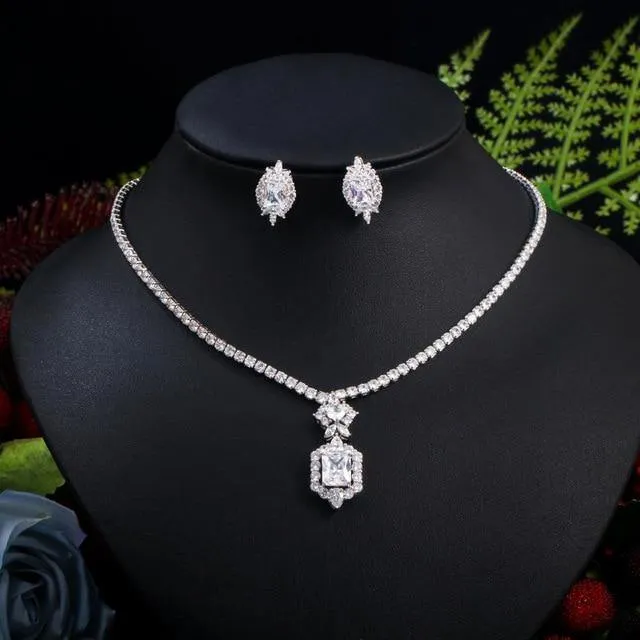 Shiny AAAA  Quality Cubic Zirconia Diamonds and Citrine Crystals Jewelry Set