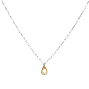 Silver Citrine Teardrop Necklace