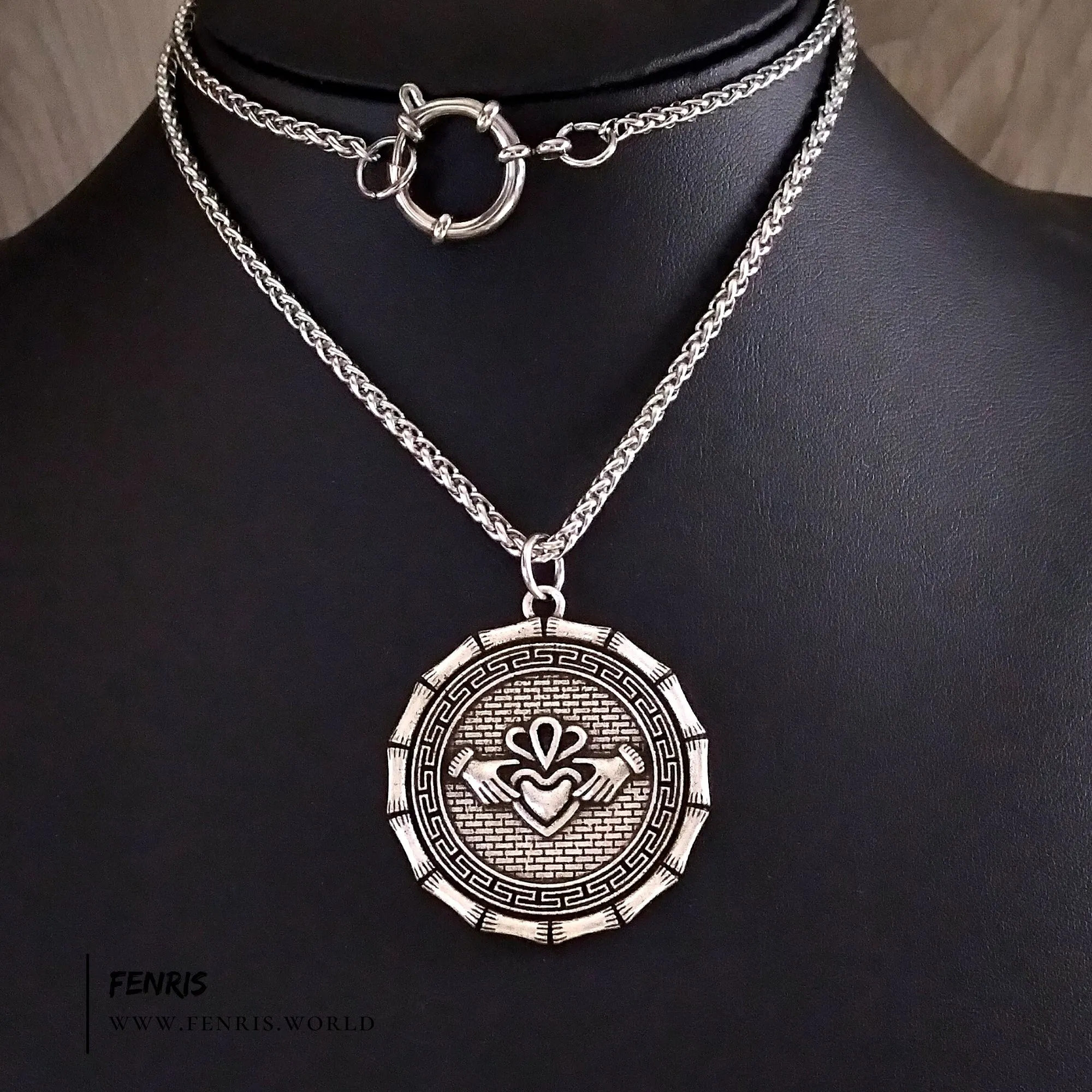 Silver Claddagh Coin Style Necklace Irish Celtic | Fenris