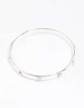 Silver Diamante Inlay Bangle & Polishing Set