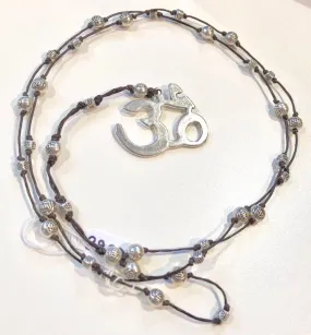 Silver Om Symbol Long Necklace