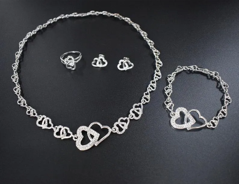 Silver wedding jewelry set