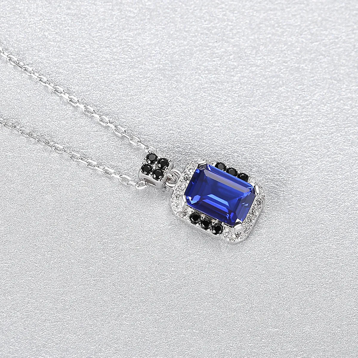 Simulated Sapphire Silver Necklace