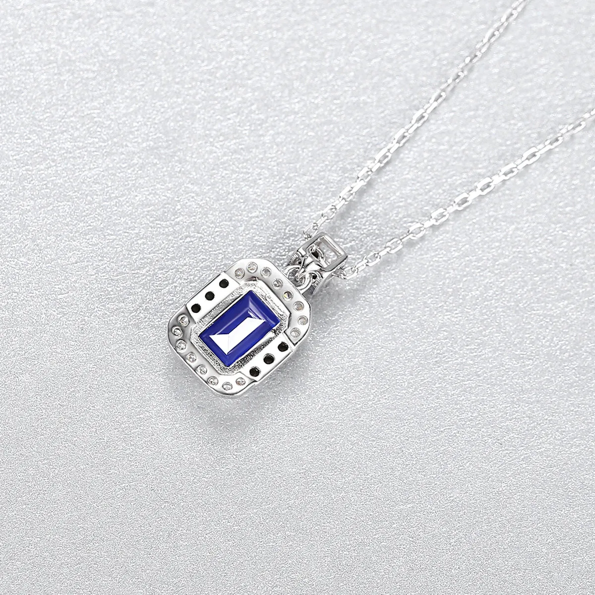 Simulated Sapphire Silver Necklace