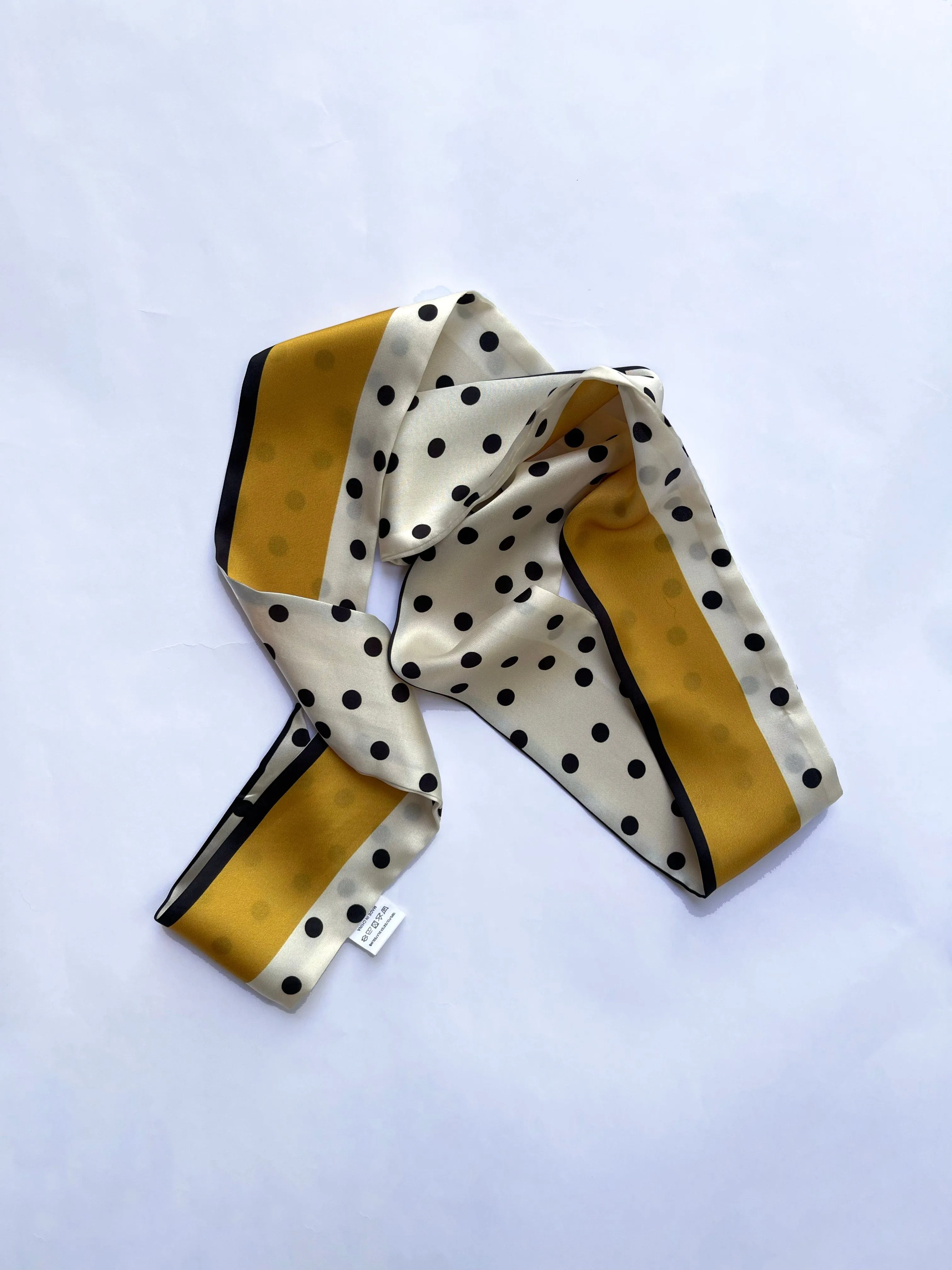 Skinny Scarf - Dot Scarf -Neck Scarf - Mustard Stripe