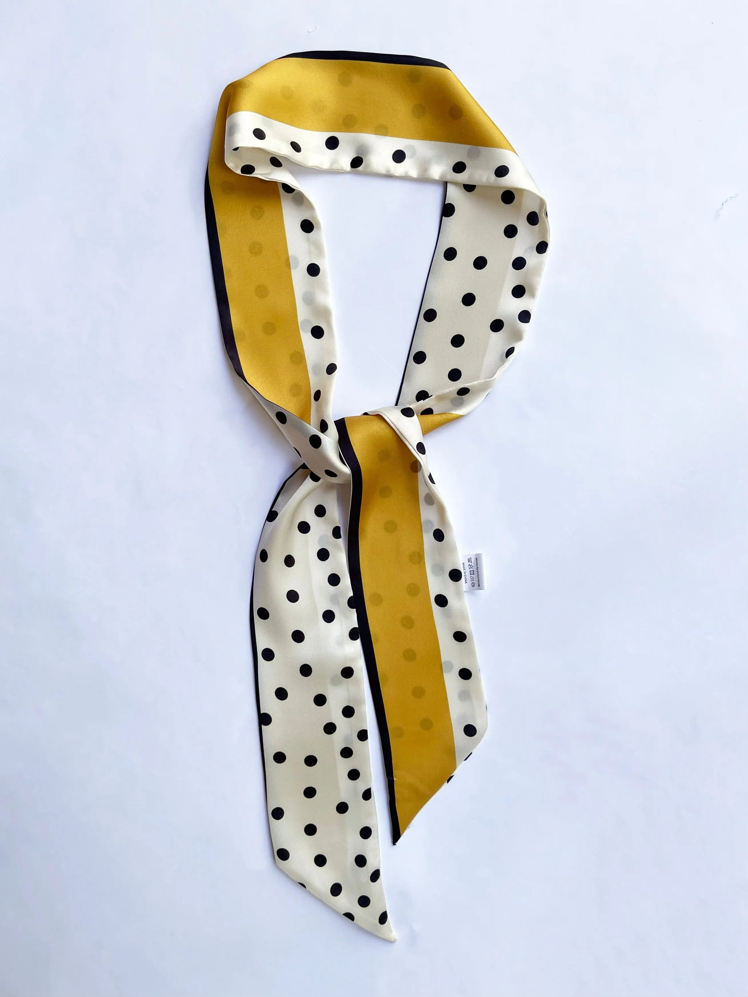 Skinny Scarf - Dot Scarf -Neck Scarf - Mustard Stripe