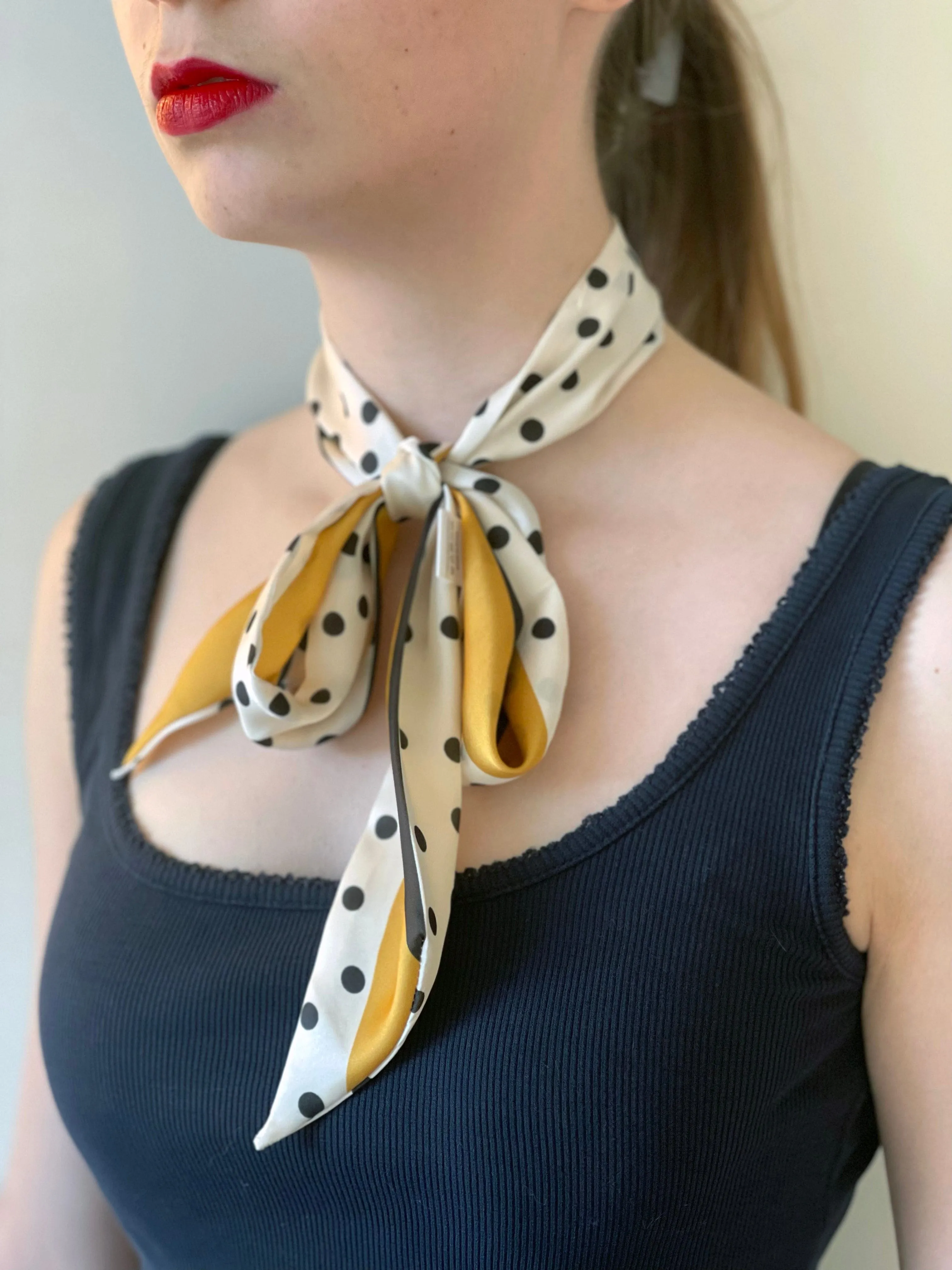 Skinny Scarf - Dot Scarf -Neck Scarf - Mustard Stripe