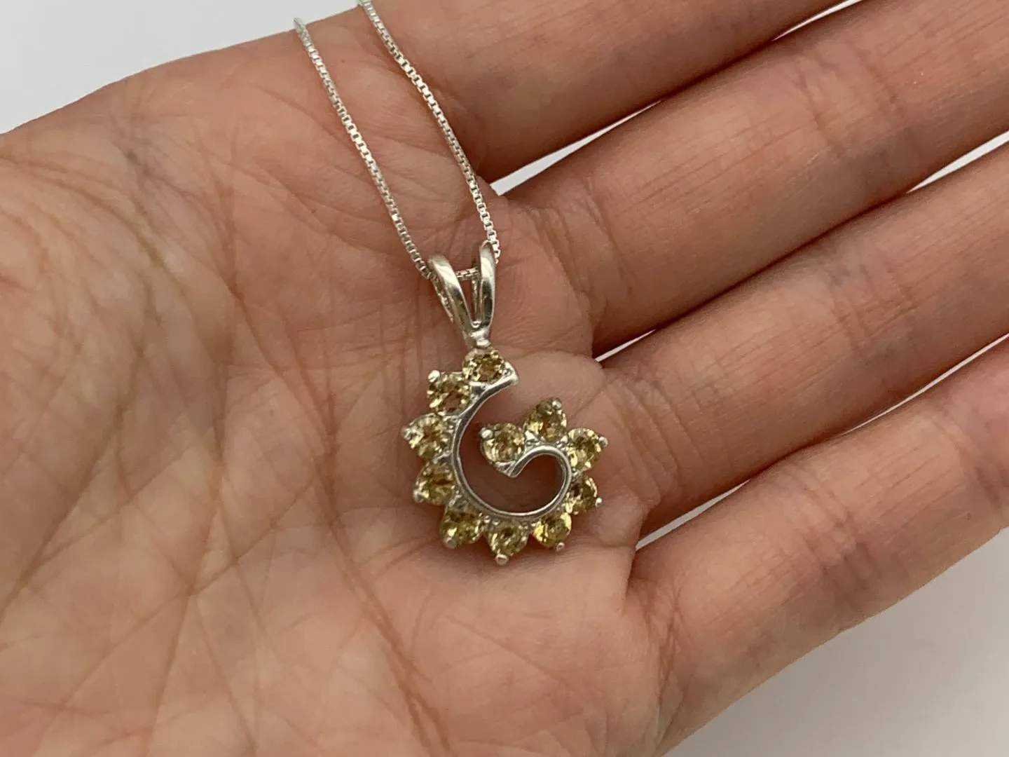 Spiral Citrine Pendant - Silver Citrine Pendant - November Birthstone Necklace