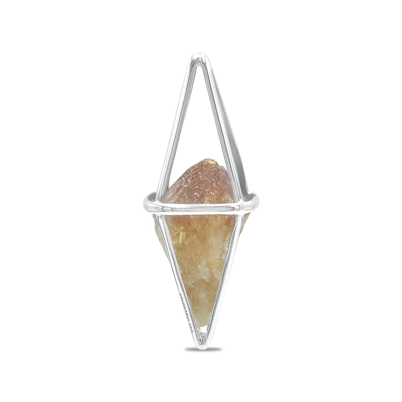 Starborn Citrine Flame Cage Pendant in Sterling Silver