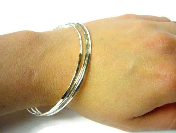 Sterling Silver Bangle Bracelets, Set of 3